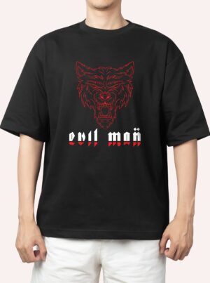 Evil Lion Black oversized T-shirt Printed