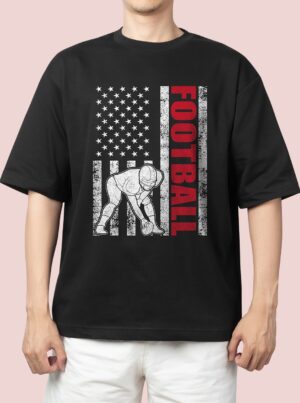 American Flag Vintage Football Oversized T-Shirt