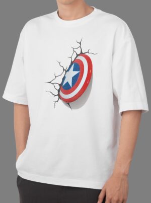 Captain America Shield Oversize White T-Shirt