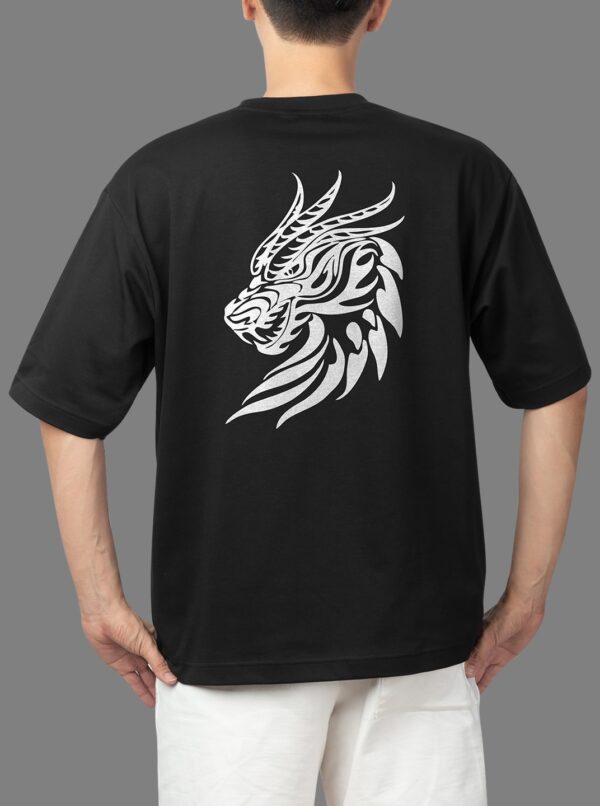 Dragon Head Graphic Printed Black Oversized T-Shirt For Men'S