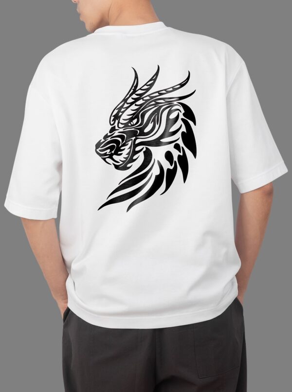Dragon Head Graphic Printed White Oversized T-Shirt For Men'S