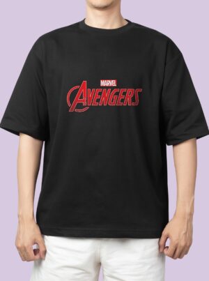 Marvel Avengers Red Print Black T-Shirt