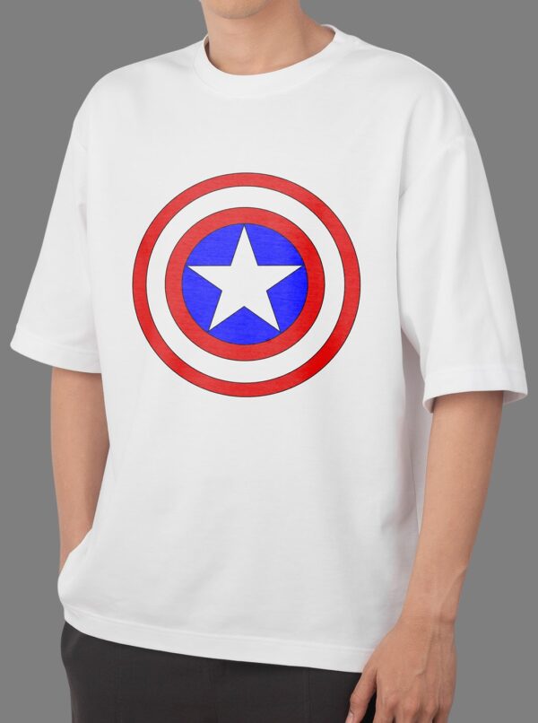 Marvel Captain America Shield Oversize White T-Shirt