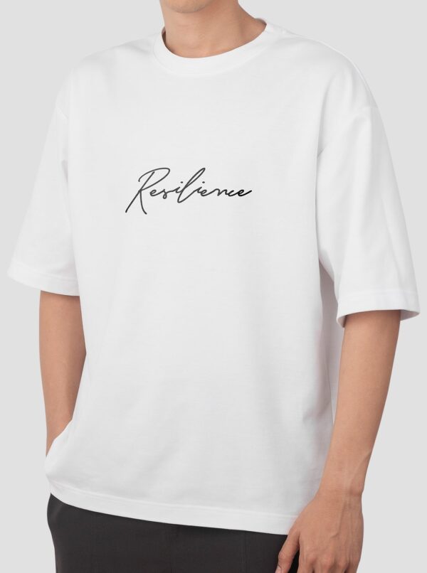 Resilience Text Graphic Printed Oversized White T-Shirt