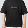 Serendipity text Printed Oversized black T-shirt Mens