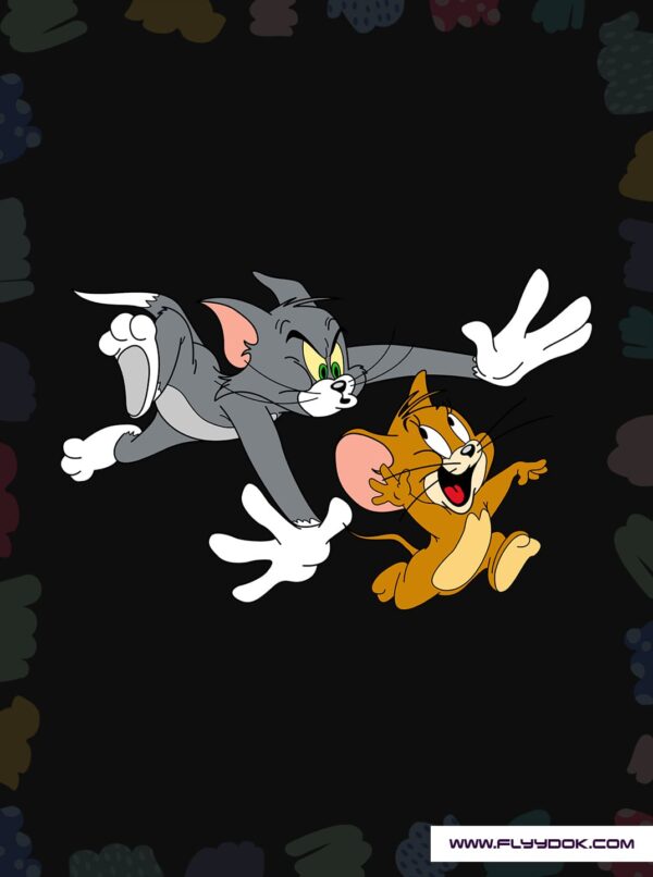 Tom And Jerry Oversized Black T-Shirt Logo