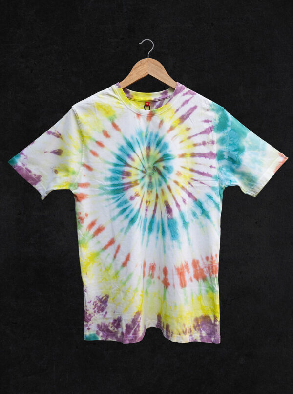 Cool Tie Dye Spiral Multi Color T-Shirt For Men Front Design