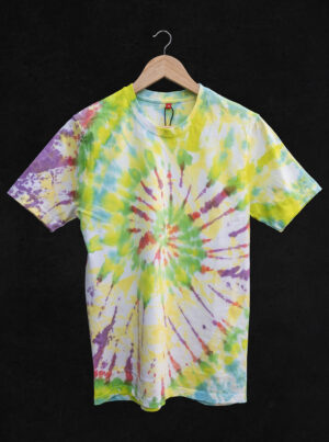 Spiral Multi Color Lime Green Tie-Dye T-Shirt For Men