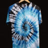 Spiral Tie Dye Sky Blue Black White Colour Cotton T-Shirt
