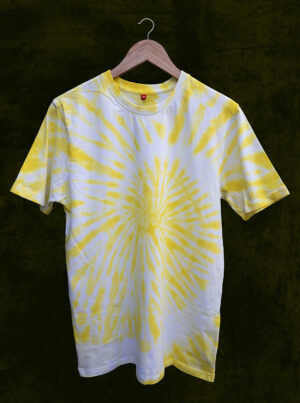 Spiral Tie Dye Yellow White Colour Cotton T-Shirt