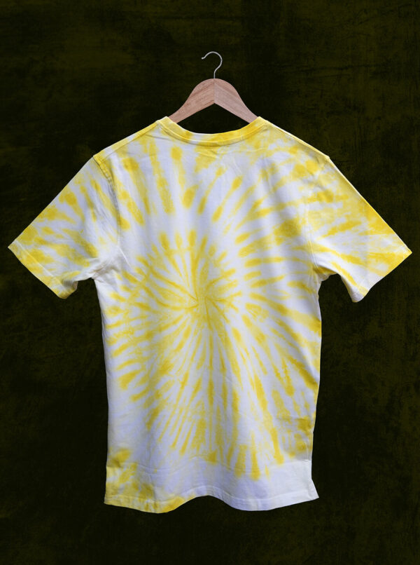 Spiral Tie Dye Yellow White Colour Cotton T-Shirt Back