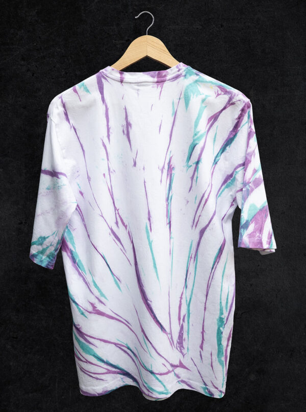 Cotton White, Lavender And Sky Tie-Dye T-Shirt For Men Back