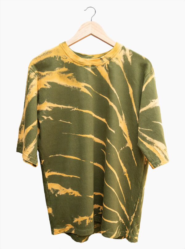 Army Green Oversized Tie-Dye Cotton T-Shirt For Men