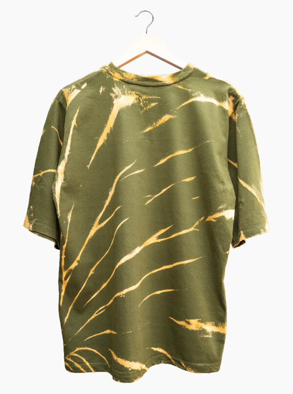 Army Green Oversized Tie-Dye Cotton T-Shirt For Men Back
