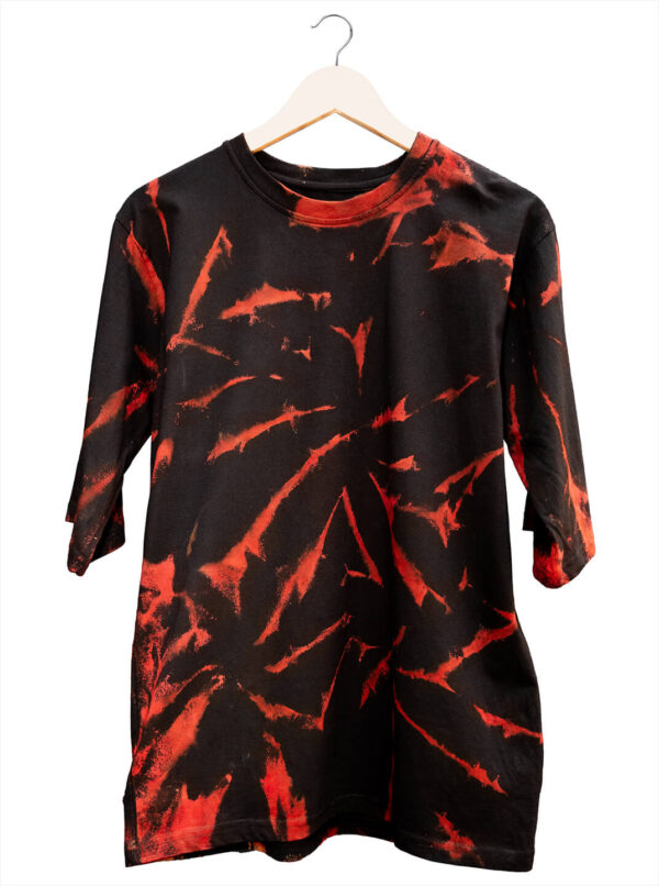 Oversized Red And Black Tie Dye T-Shirt For Men