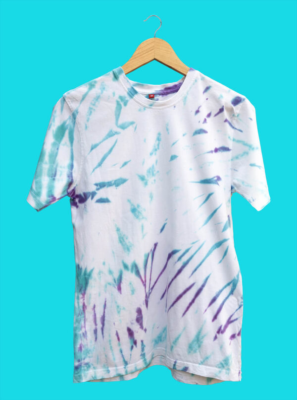 Sky Blue &Amp; Purple Cotton Tie-Dye T-Shirt