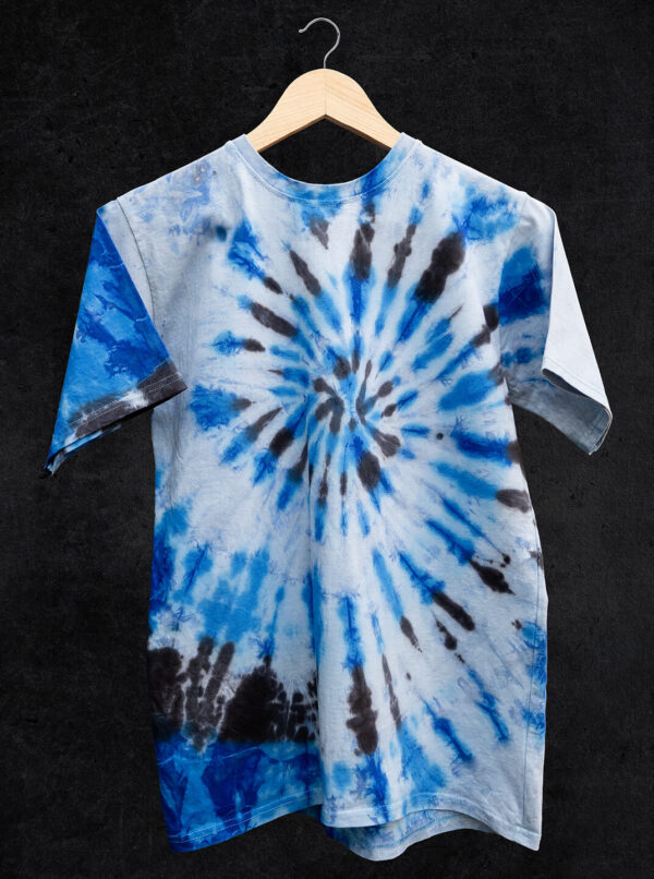 Sky Blue Spiral Tie Dye T-Shirt For Men Back