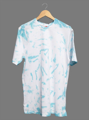 Sky Blue & White Color Tie-Dye Cotton T-shirt