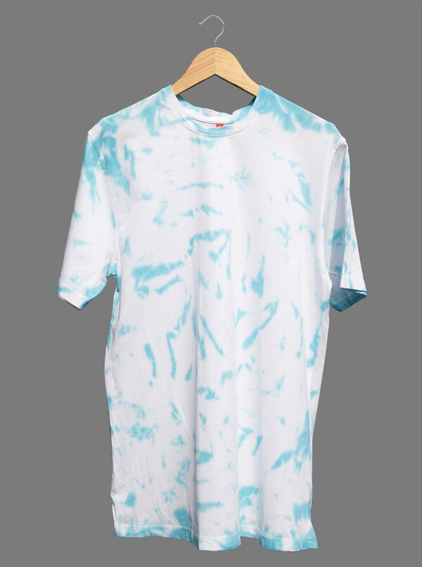 Sky Blue &Amp; White Color Tie-Dye Cotton T-Shirt