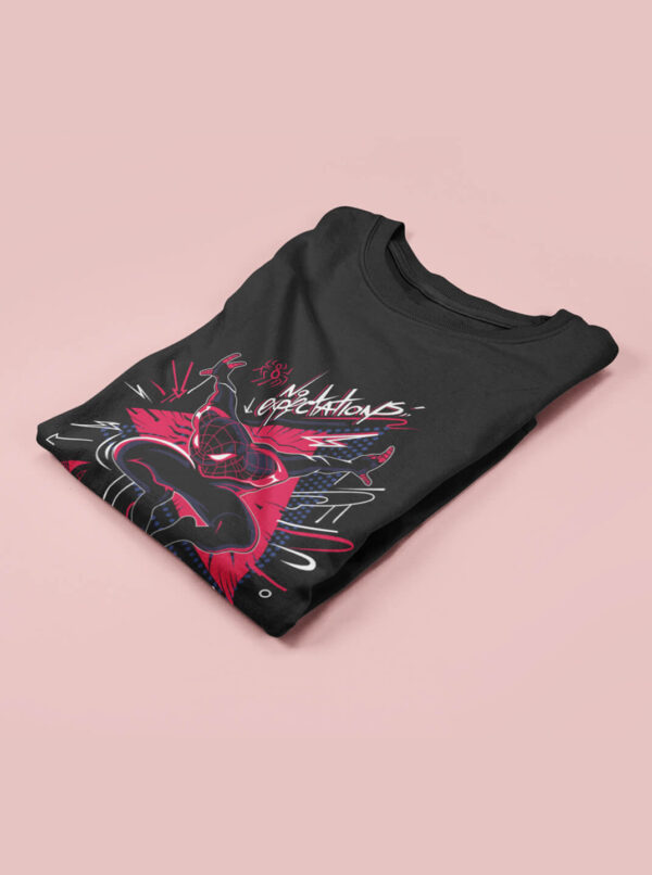 Miles Morales No Expectations Tee – Street Art Style Graphic T-Shirt