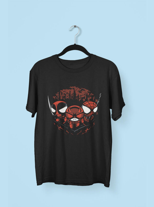 Spiderman, Deadpool & Daredevil T Shirt – Chibi Marvel Heroes Tee