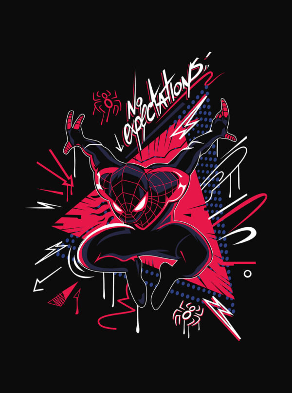 Miles Morales No Expectations Tee – Street Art Style Graphic T-Shirt