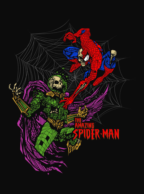 Amazing Spider-Man vs Mysterio Skeleton Battle Tee