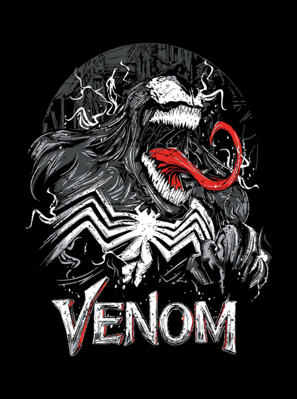 Cool Venom Shirt – Electric Tongue-Out Symbiote Design