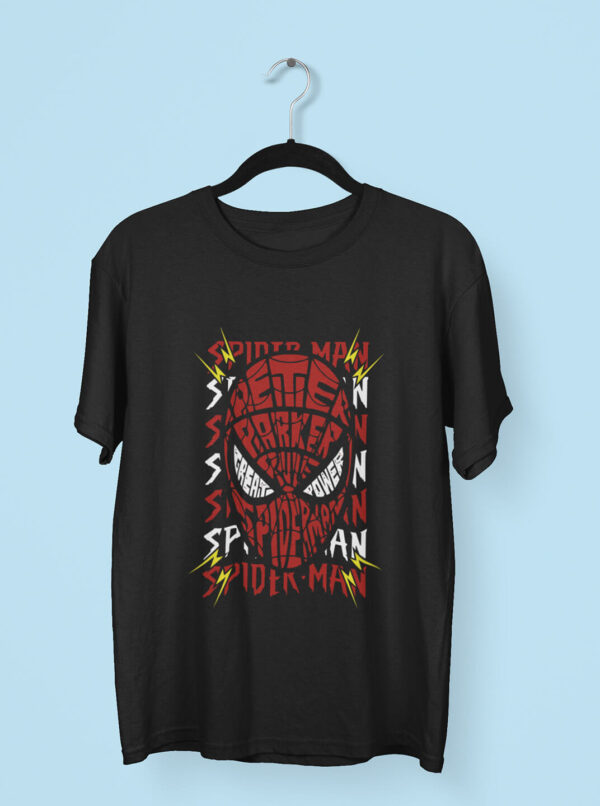 Bold Typography Spider-Man Face Shirt – Comic Vibe Tee