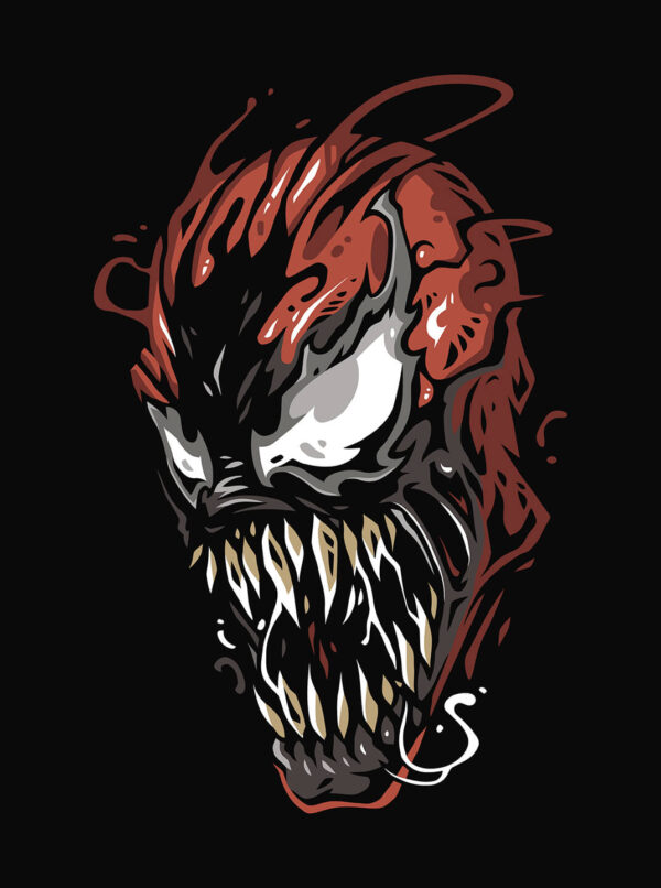 Carnage Graphic Tee – Red Symbiote Rage Face Print