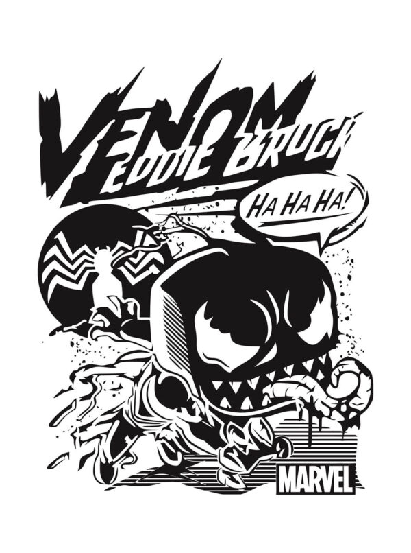 Venom Eddie Brock T Shirt – Monochrome Comic Style Marvel Tee