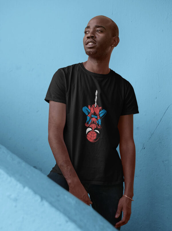 Spiderman T Shirt Mens – Hanging Hero Minimal Design