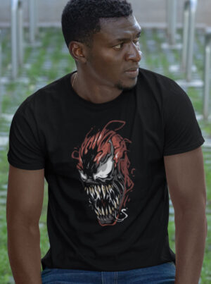 Carnage Graphic Tee – Red Symbiote Rage Face Print