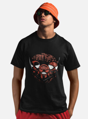 Spiderman, Deadpool & Daredevil T Shirt – Chibi Marvel Heroes Tee