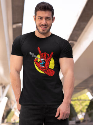 Rock Spider-Man Hand T-Shirt – Web-Slinger Style with Attitude