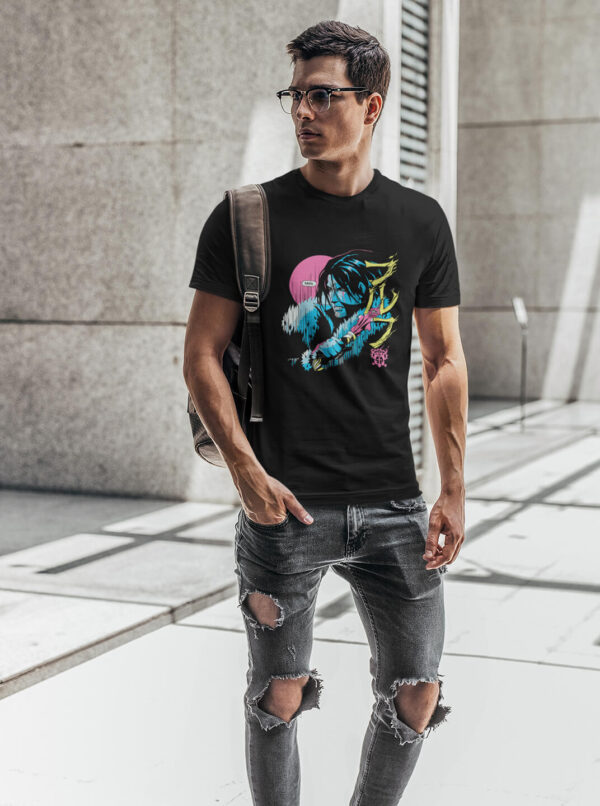 Cyber Samurai Warrior T-Shirt – Neon Blade Anime Streetwear