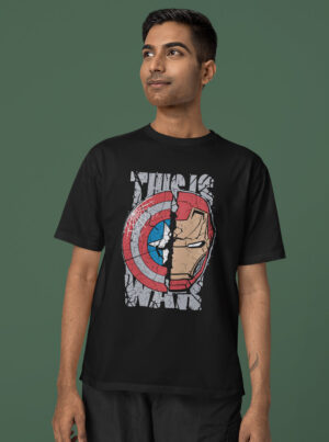 Civil War T-Shirt – Captain America vs Iron Man Split Design