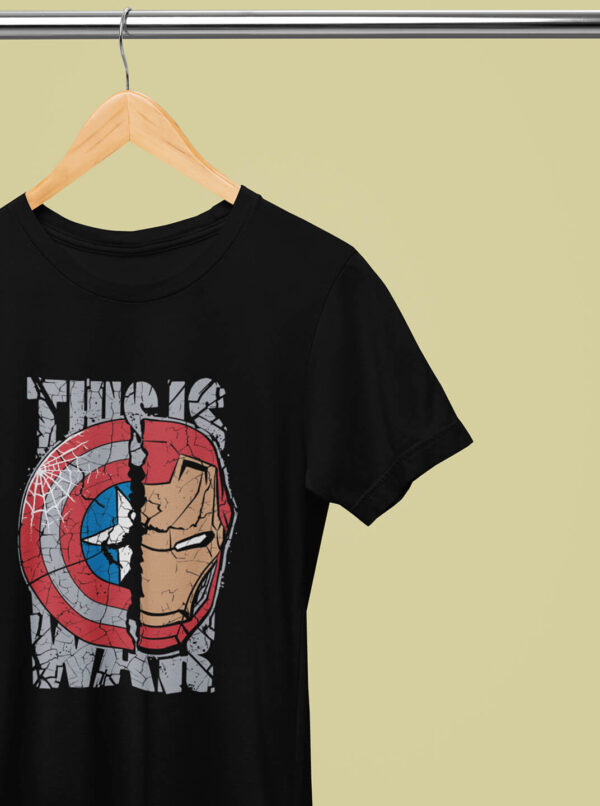 Civil War T-Shirt – Captain America vs Iron Man Split Design