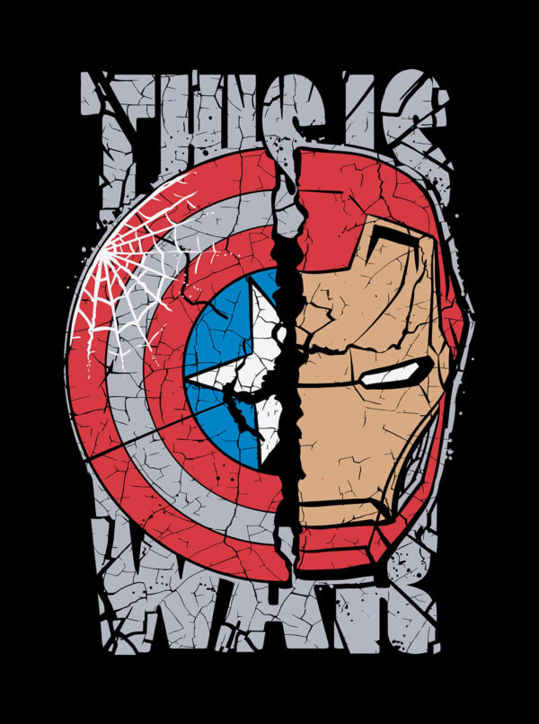Civil War T-Shirt – Captain America vs Iron Man Split Design