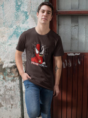 Spider Man vs Venom T-Shirt – Half Face Clash Design