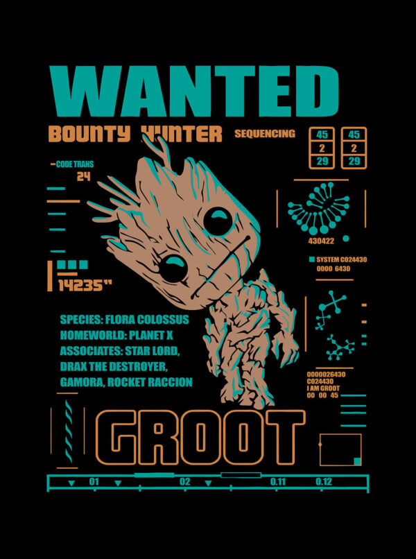 I Am Groot T Shirt Men's – Guardians Wanted Poster Tee