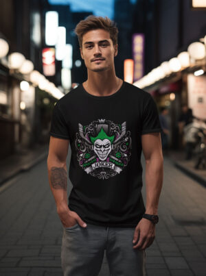 Gothic Joker T Shirt – Sinister Grin with Dark Vintage Style