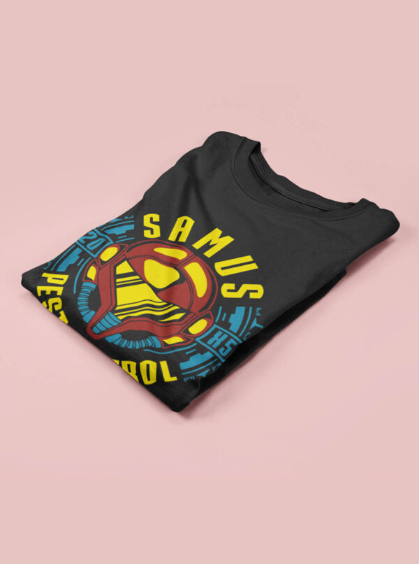 Samus Pest Control T-Shirt – Retro Gaming Sci-Fi Tee