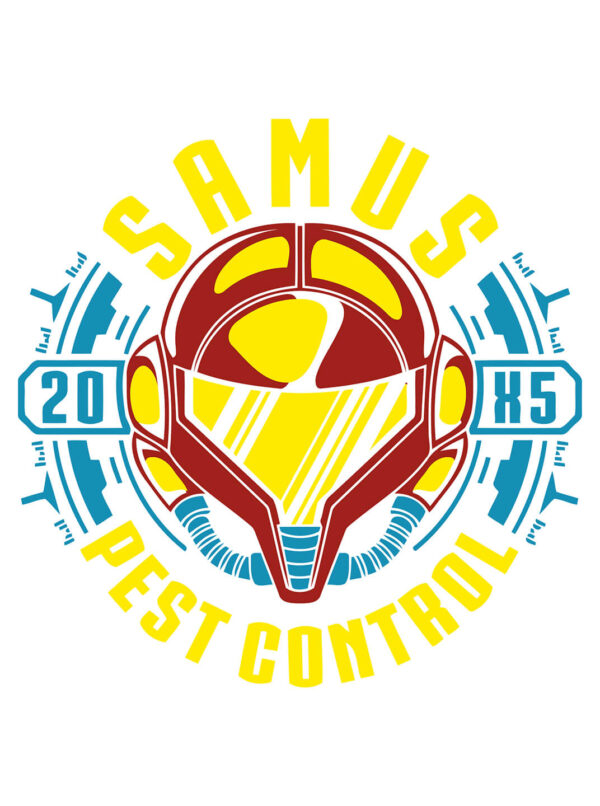 Samus Pest Control T-Shirt – Retro Gaming Sci-Fi Tee