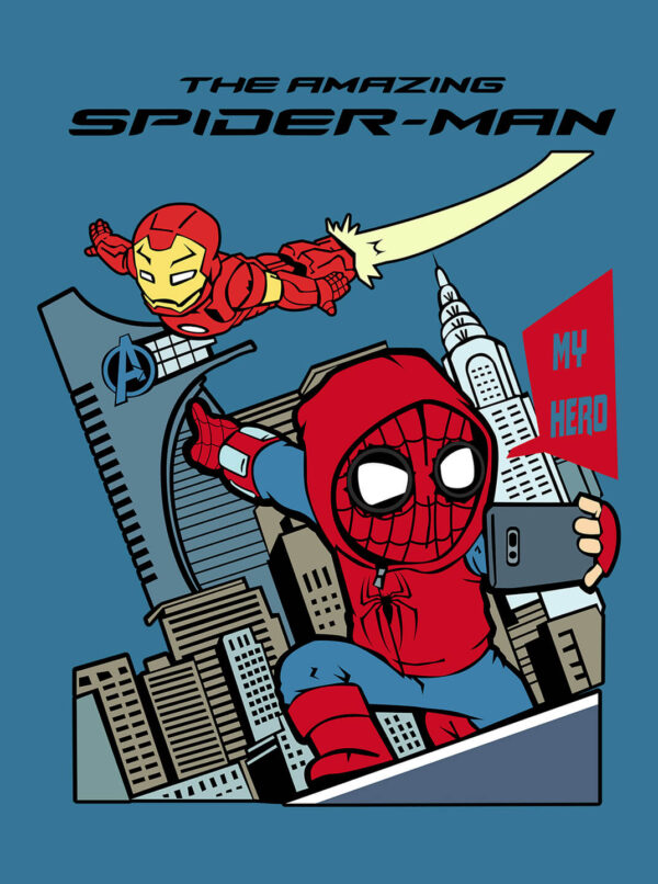 Cute Spider-Man and Iron Man T-Shirt – My Hero Marvel Comic Tee