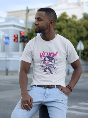 Cool Venom Shirt – White Marvel Graphic Tee with Pop Art Style