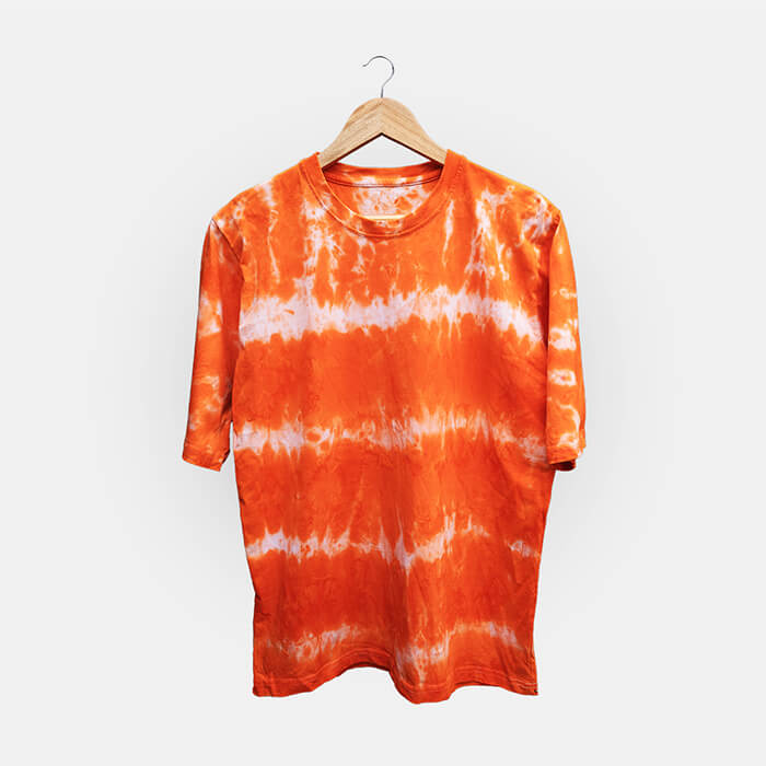 White And Orange Tie-Dye T-Shirt