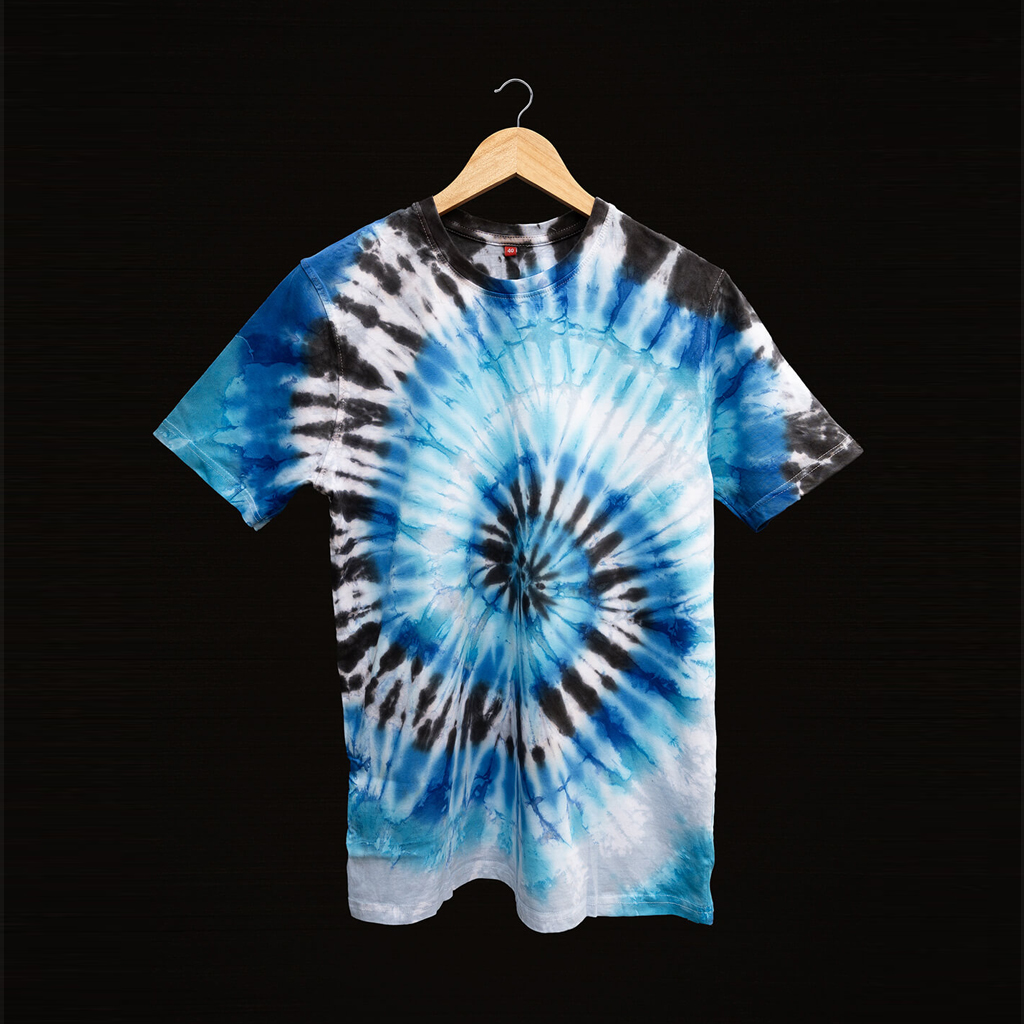Sky Blue Black White Tie Dye T-Shirt