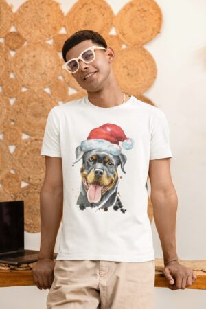 Christmas Dog Santa Graphic T-Shirt – Festive Holiday Wear