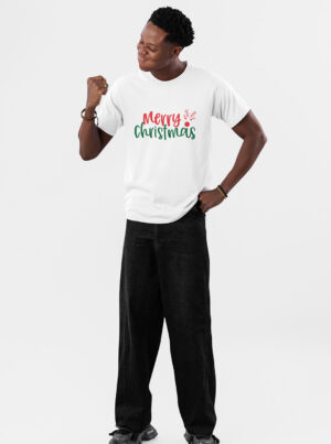 100% Cotton Merry Christmas Printed T-Shirt for Men